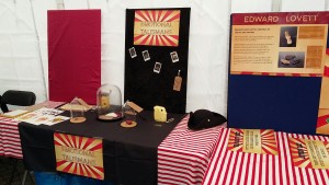 Photo of the display of objects from research and photos collected